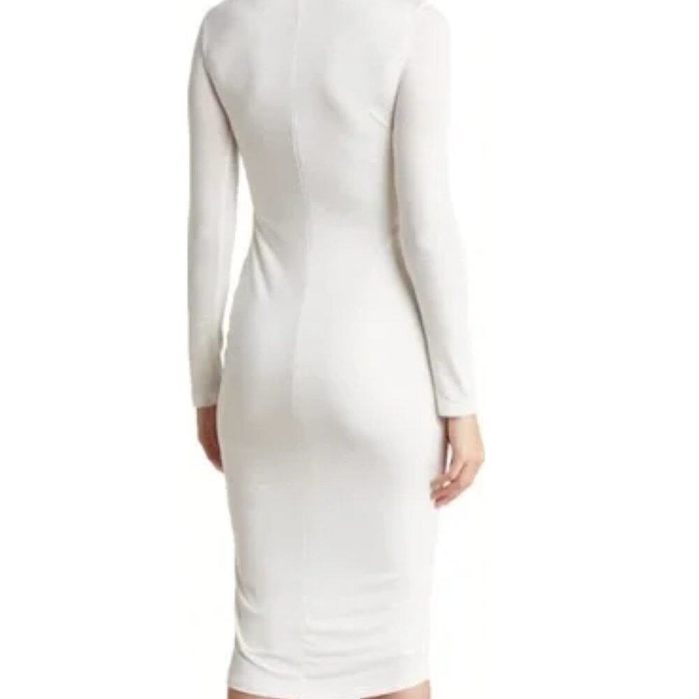 New ~ AREA STARS ~ Cutout Shimmer Midi Dress In White L - Picture 3 of 9